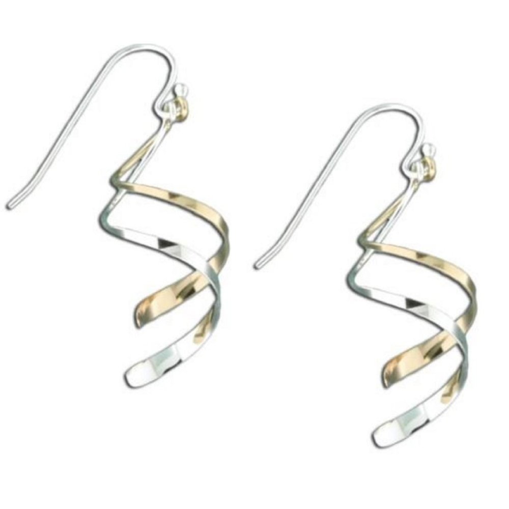 Double Dangle Mixed Metals Swirl Earrings by Mark Steel